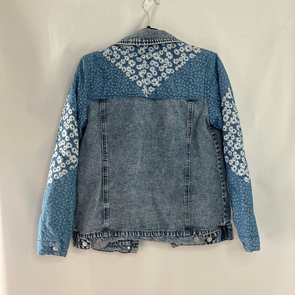 Avec Les Filles Floral Patchwork Blue Denim Jacket Size Xtra Small - Picture 4 of 10